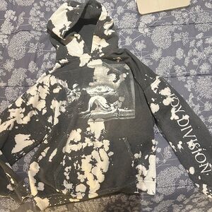 Gray and White Graphic Hoodie